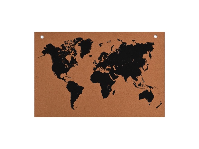 Wereldkaart prikbord